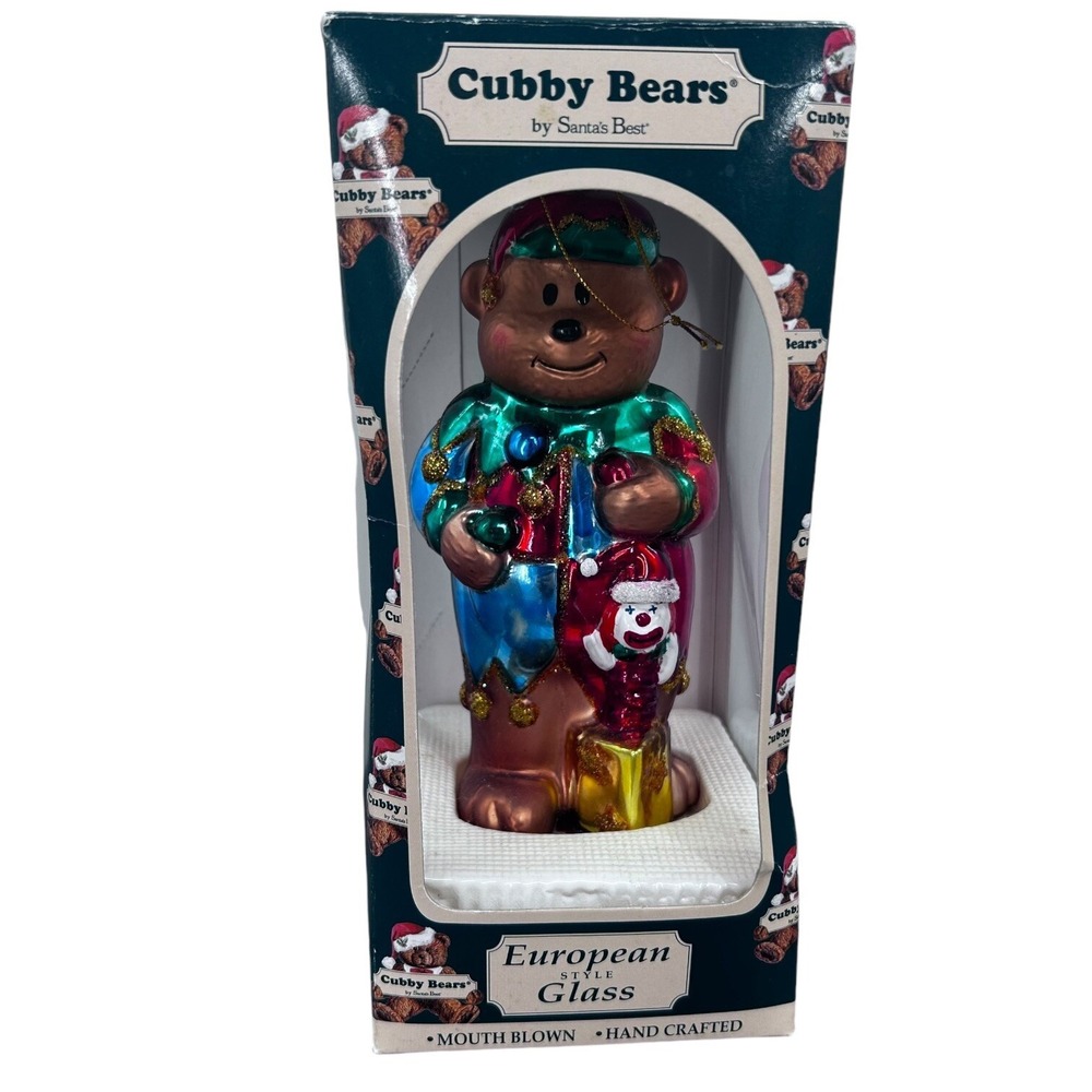Polar Bear‎ European Blown Glass Santa's Best Vintage Christmas Cubby Bear 1997